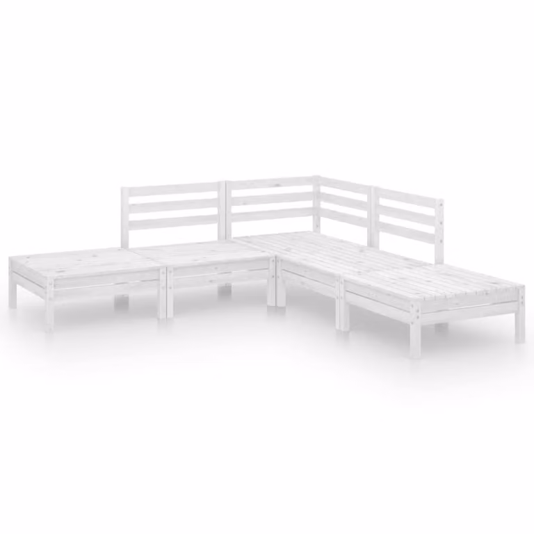 Set Salotto da Giardino 5 pz in Legno Massello di Pino Bianco