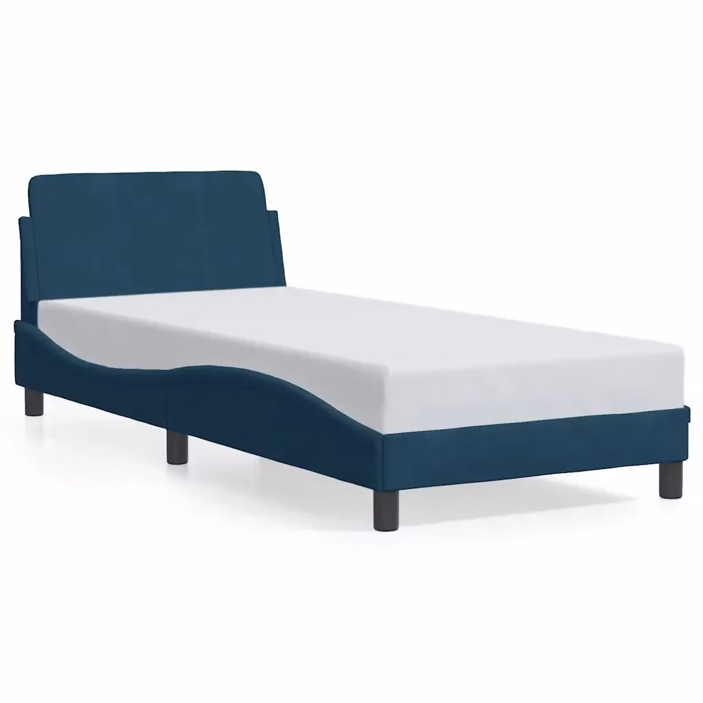 Letto con Testiera Dover Design Mania Blu in Velluto L/P: 80 x 200 cm – 2