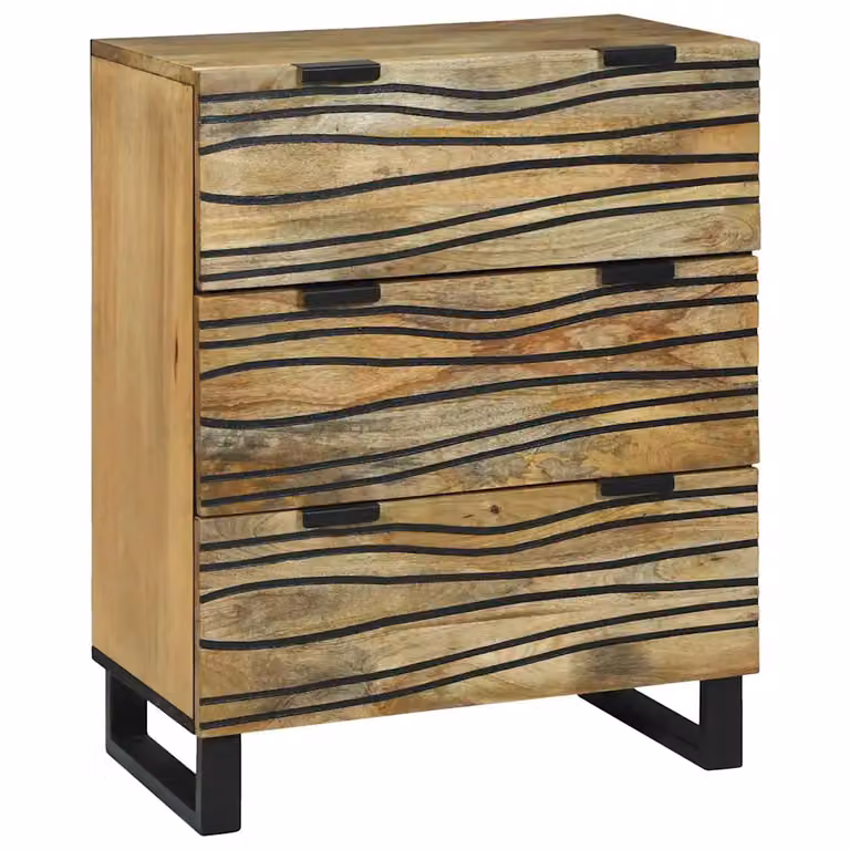 Credenza in legno di mango naturale e metallo stile rustico vidaXL L: 60 cm, P: 33 cm, H: 75 cm