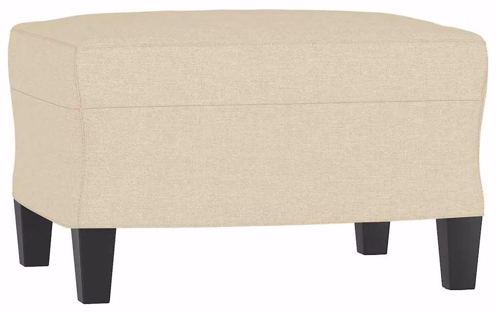 Pouf imbottito color crema con struttura stabile