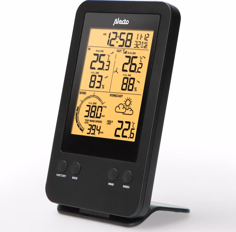 Stazione meteorologica wireless con sensore esterno, nero