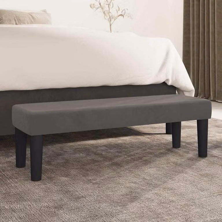 Panca moderna vidaXL in velluto grigio con struttura in legno L 100 x P 30 x H 30 cm