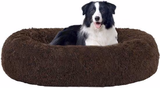 Cuccia ortopedica per cani, cuscino rotondo per cani, divanetto per cani, cuccia per gattini, a forma di ciambella, morbido cuscino per cani, lavabile, 90 cm di diametro, marrone