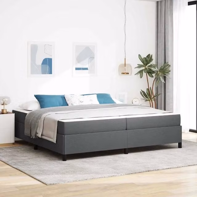 Letto a molle moderno vidaXL in tessuto grigio L/P/H: 200 x 200 x 35 cm – 1