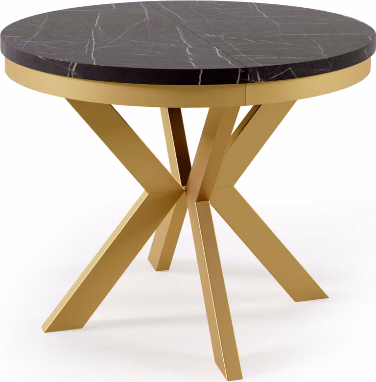 FURNLUX Tavolo da pranzo Edder Black And Gold 90cm / Colore principale: Nero / Dimensioni: 90 x 76 x 166 cm