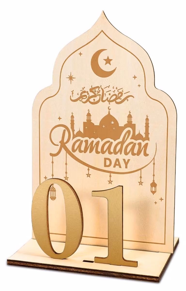 Calendario del Ramadan 2026 in legno, calendario di avvento per 30 giorni