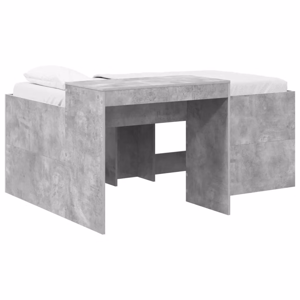 Letto alto singolo per bambini vidaXL con scrivania e cassetti, Grigio, L: 160 cm, P: 80 cm, H: 163 cm – 2
