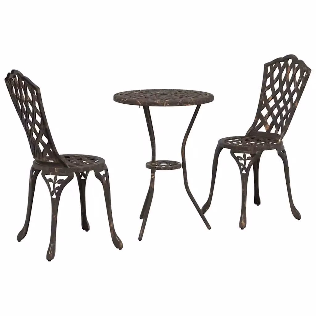 Set Bistro da Giardino 3 Pezzi vidaXL in Alluminio Bronzo Opaco – 2