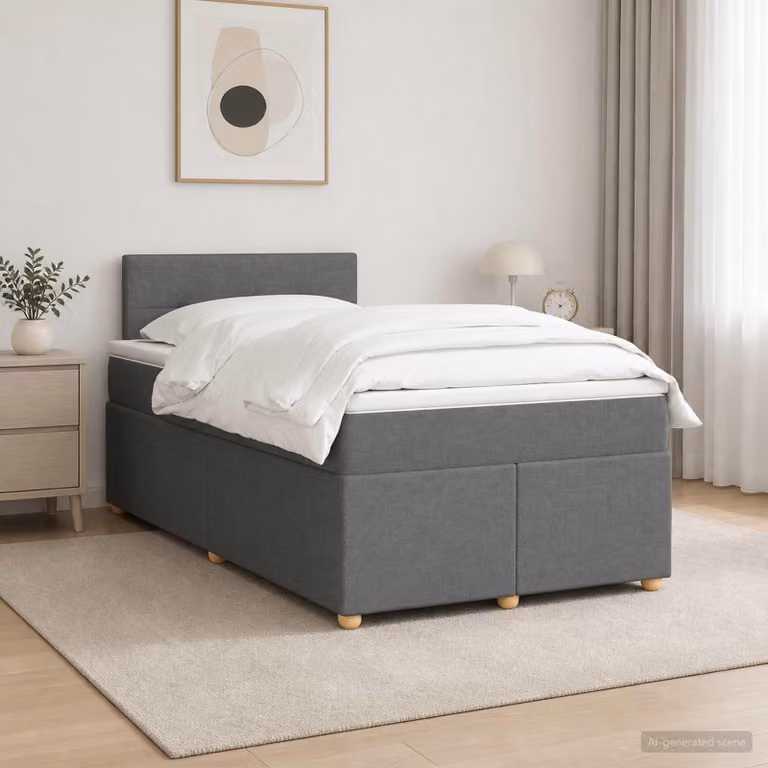 Maison Exclusive - Letto boxspring con materasso grigio scuro 120 x 190 cm tessuto