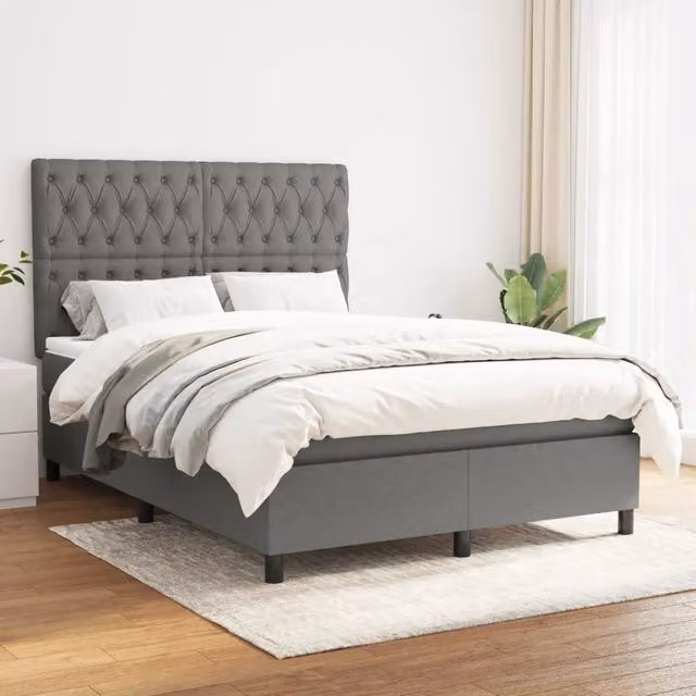 Letto Ibrido con Giroletto a Molle e Materasso vidaXL, Grigio e Bianco, L/P/H: 140 x 190 x 31 cm