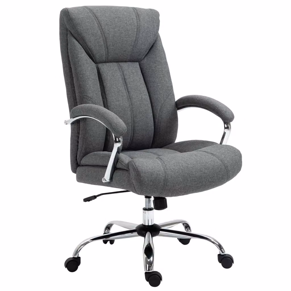 Sedia da ufficio ergonomica Zephmum grigia con schienale alto, regolabile in altezza e basculante, L: 65 cm, P: 78 cm, H: 118 cm – 2