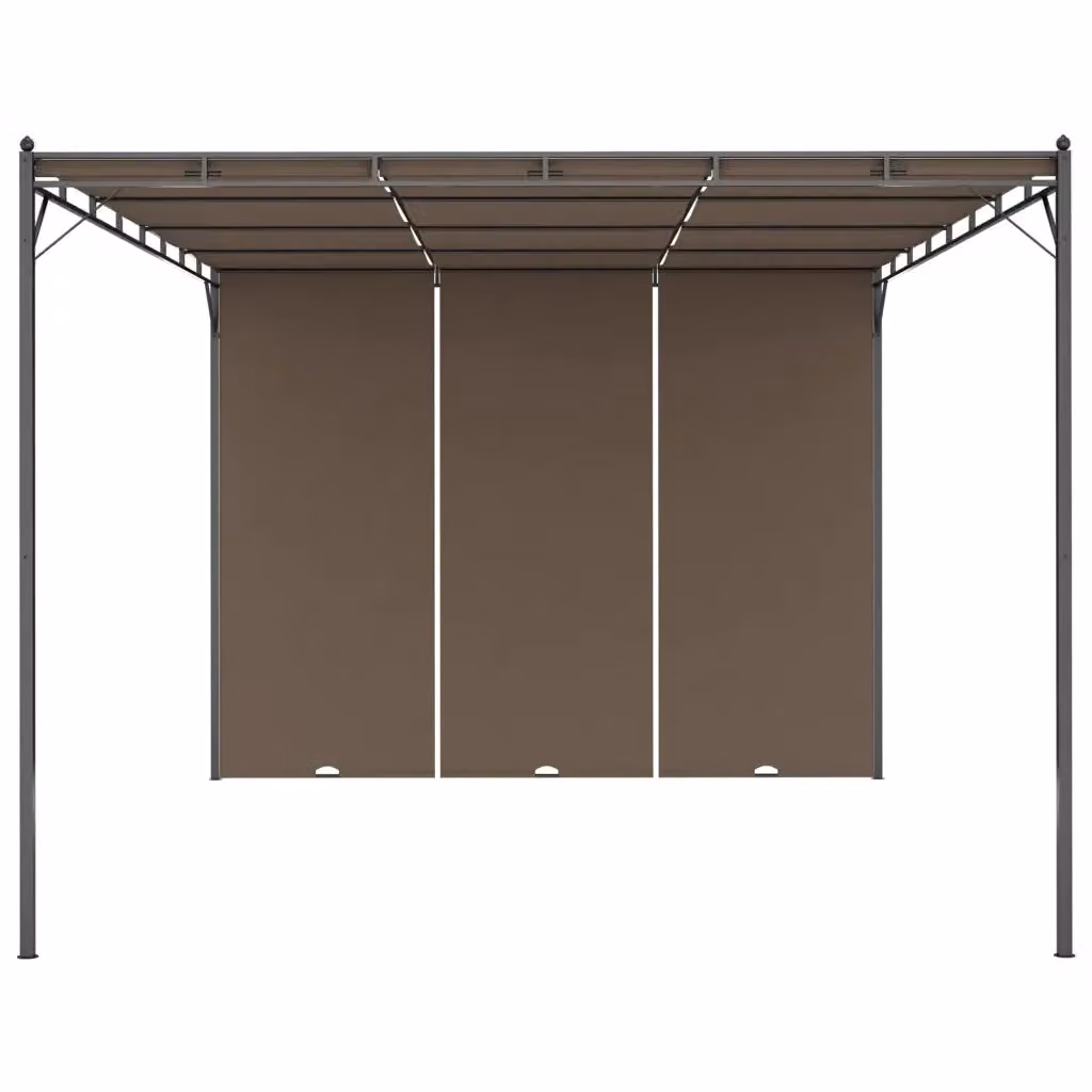 Gazebo da giardino Outsunny con tenda laterale con finestra, grigio e marrone, L/P/H: 400 x 300 x 225 cm – 2