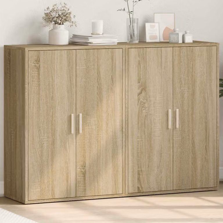 Set di 2 credenze vidaXL in legno MDF color rovere, design moderno per soggiorno o sala da pranzo, L: 60 cm, P: 31 cm, H: 84 cm