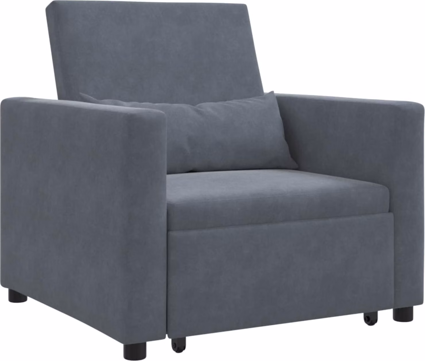 Divano letto estraibile singolo con ruote Grigio scuro Velluto