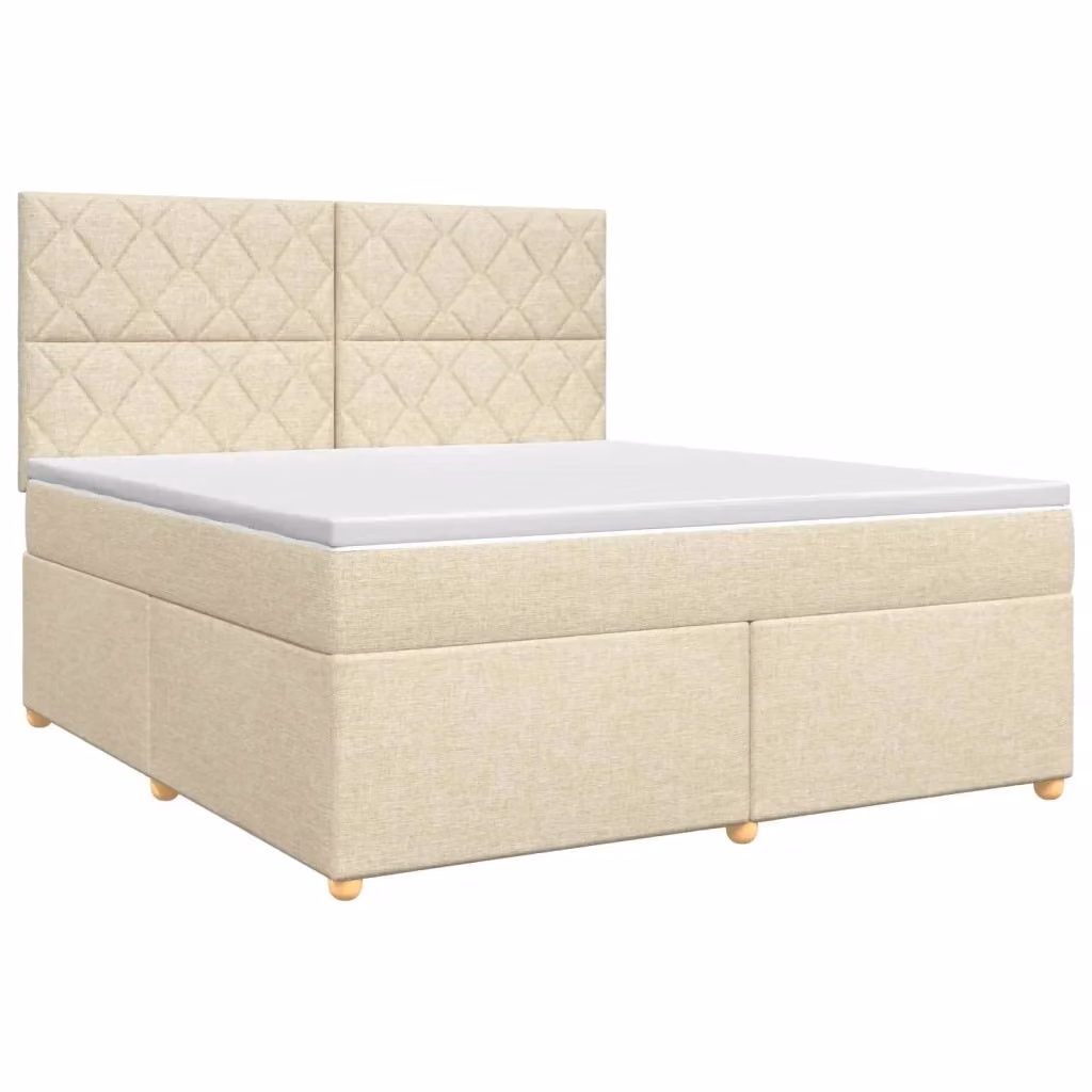 Letto box spring con materasso ibrido vidaXL in tessuto beige e bianco L/P: 160 x 200 cm – 2