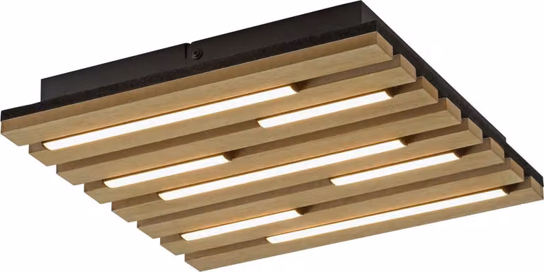 JUST LIGHT Plafone a LED 15590-79, 10 W, 3000 K, 1450 lm, bianco caldo, IP20, legno/nero