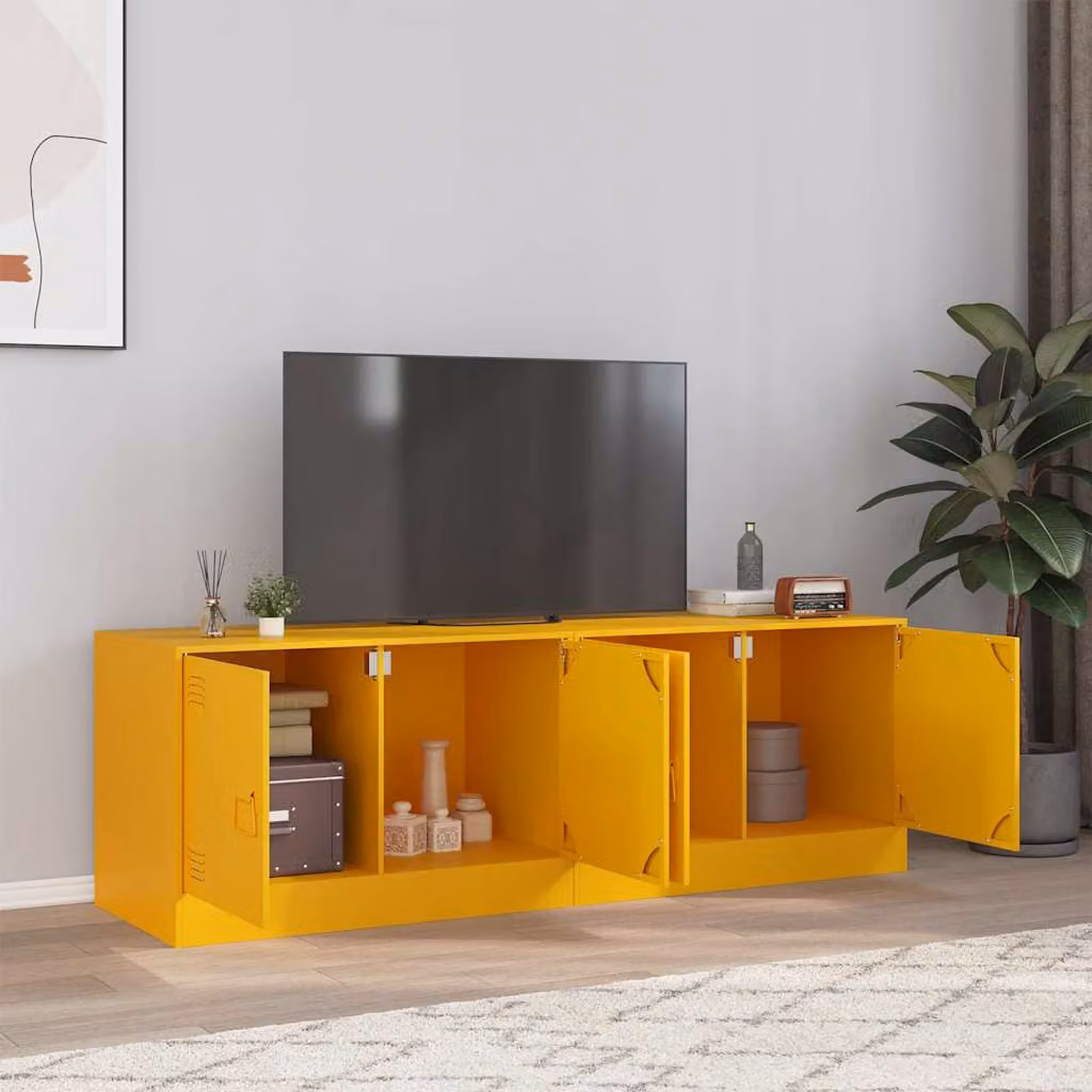 Set di 2 mobili TV moderni vidaXL in acciaio giallo opaco L 67 cm x P 39 cm x H 44 cm