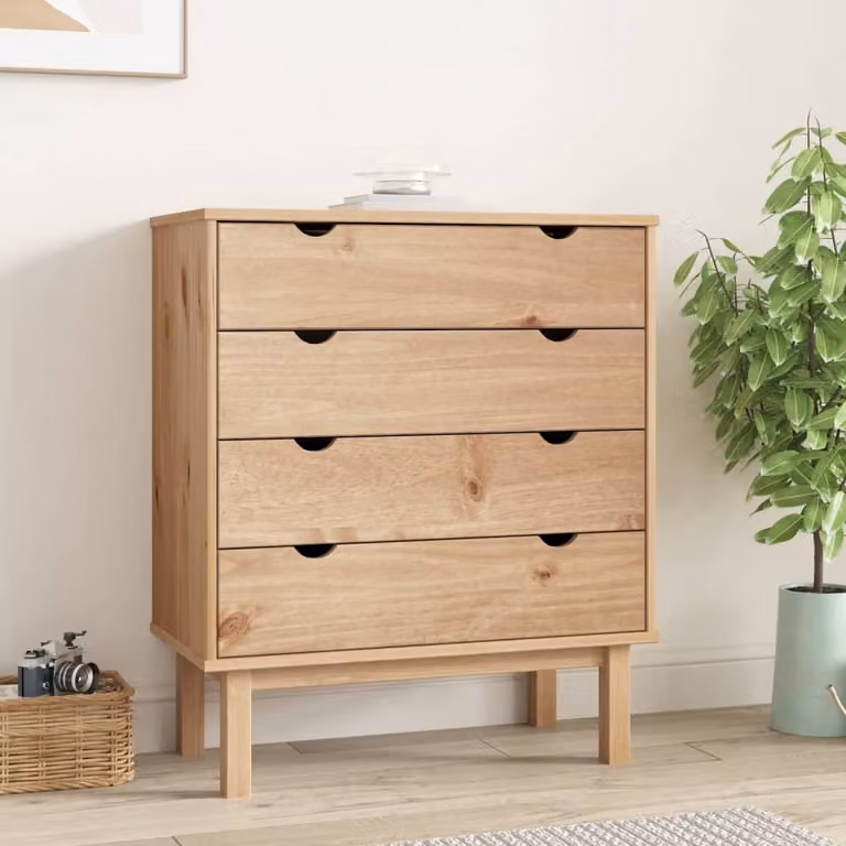 The Living Store OTTA cassettiera 76,5x39,5x90 cm in legno massiccio