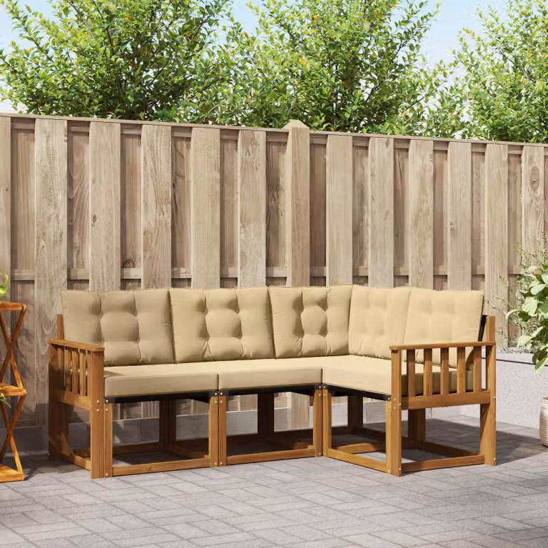 Set di divani da esterno vidaXL 4 pz in legno di acacia con cuscini beige e marrone