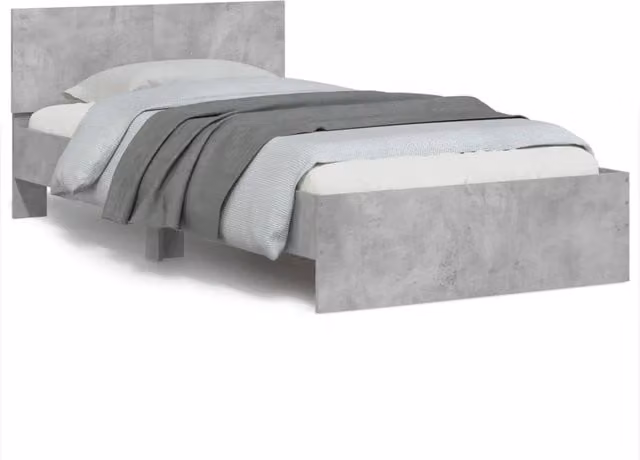 Letto con testiera vidaXL Grigio Cemento con illuminazione LED e porte USB L/P: 100 x 200 cm