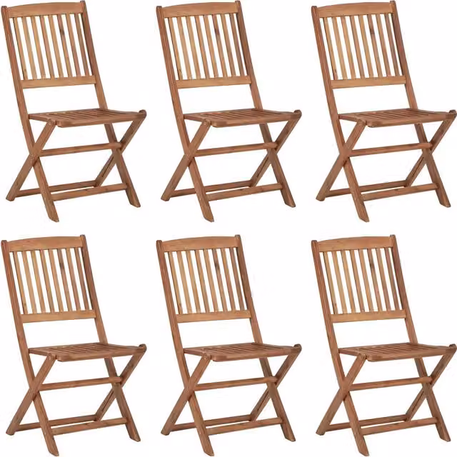 Sedie Pieghevoli 6 pz con Cuscini Massello Acacia 3065501