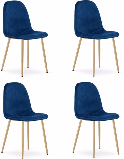 Set di 4 sedie Padva in velluto blu con gambe in legno e metallo KENDRA HOME – 1