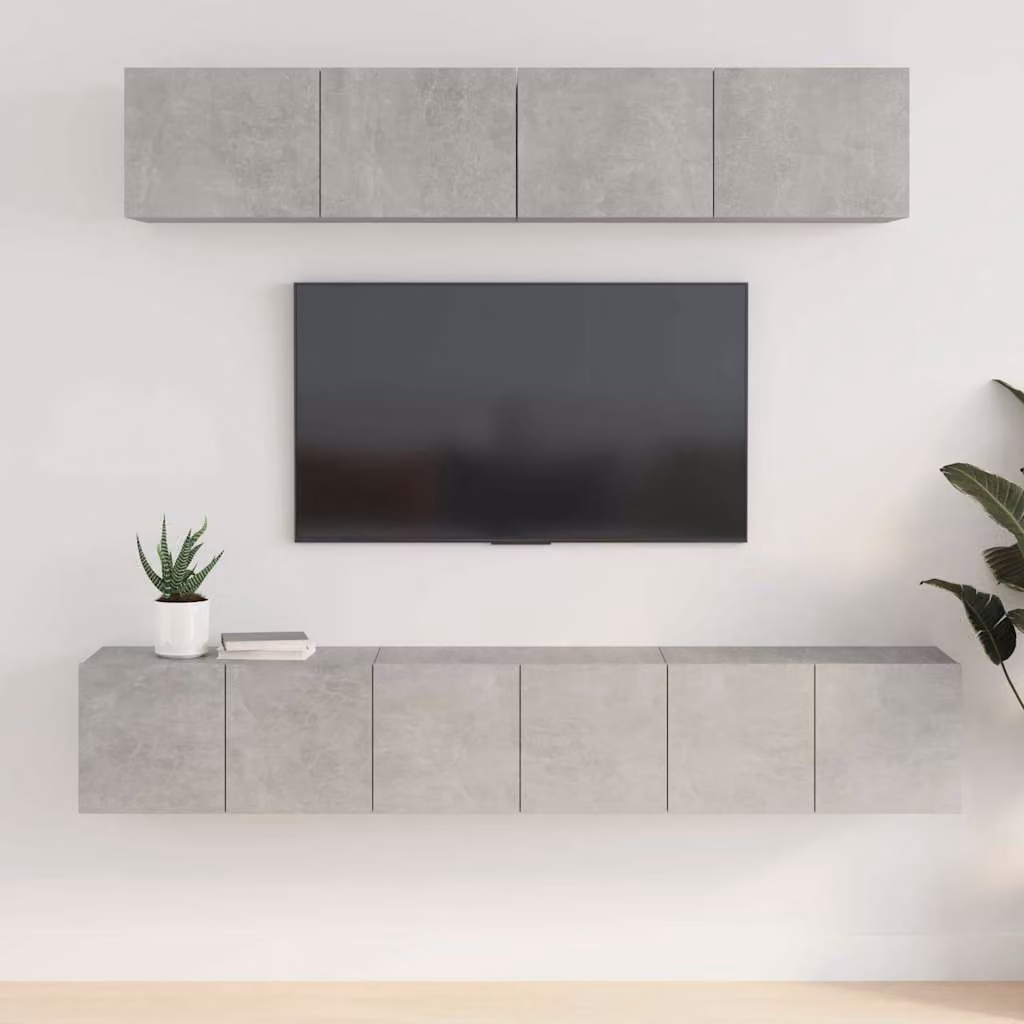 Set di Mobili Porta TV Moderno vidaXL in Legno e MDF, 5 Pezzi, Grigio Opaco – 1