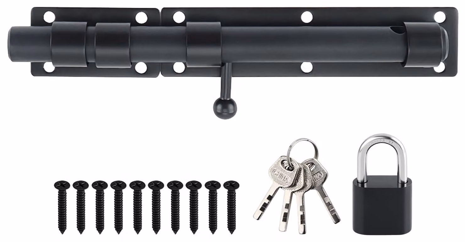 Chiusura per porta, 230 mm, acciaio inossidabile SUS304, finitura nera opaca, per capannoni