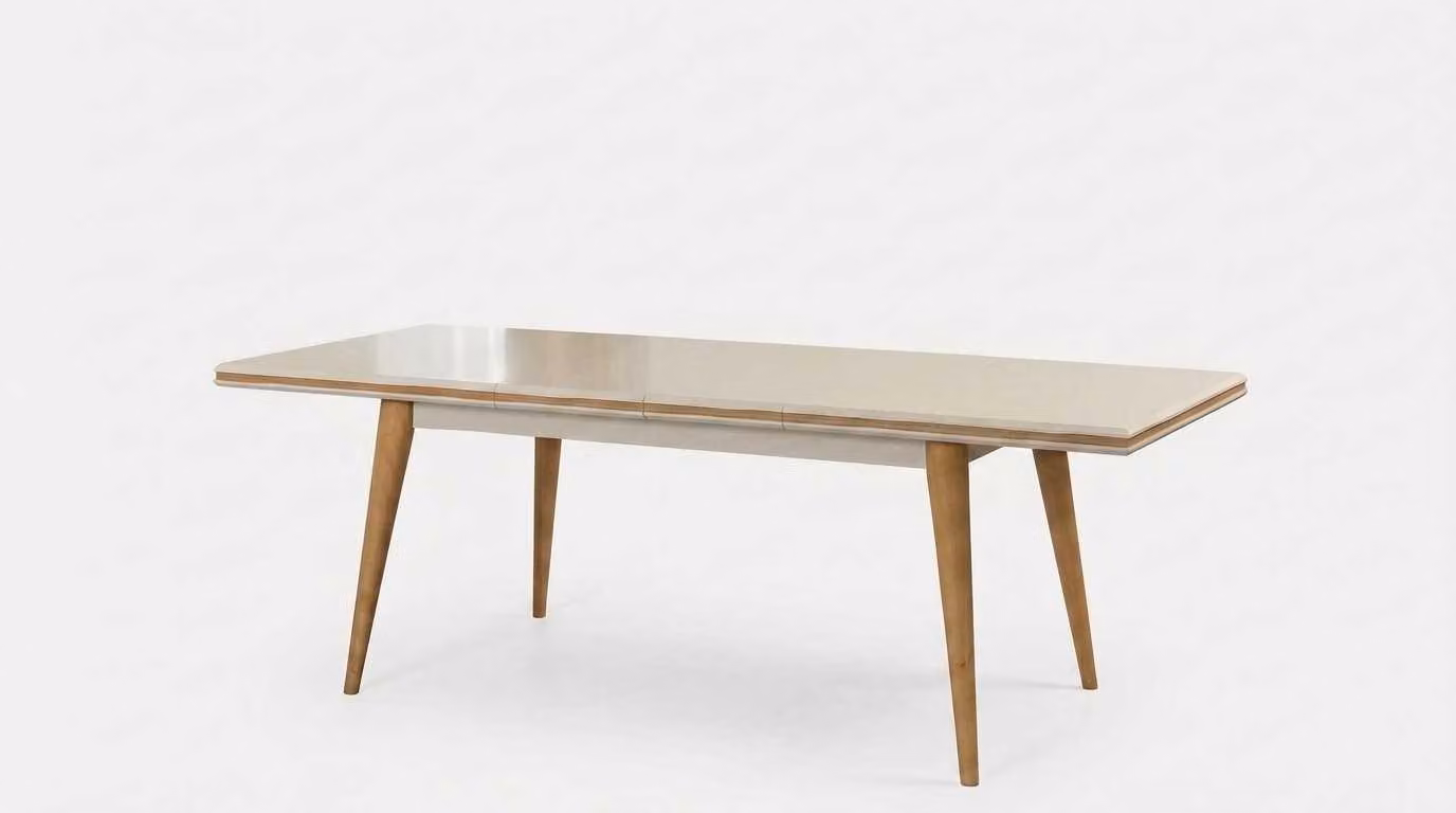 Tavolo da pranzo beige, moderno, in legno, rettangolare