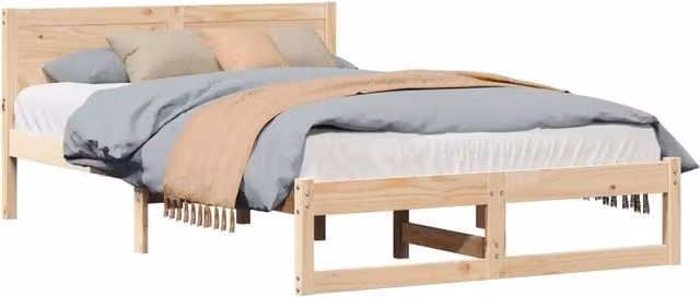 Letto matrimoniale per adulti in pino massello naturale L/P: 120 x 200 cm