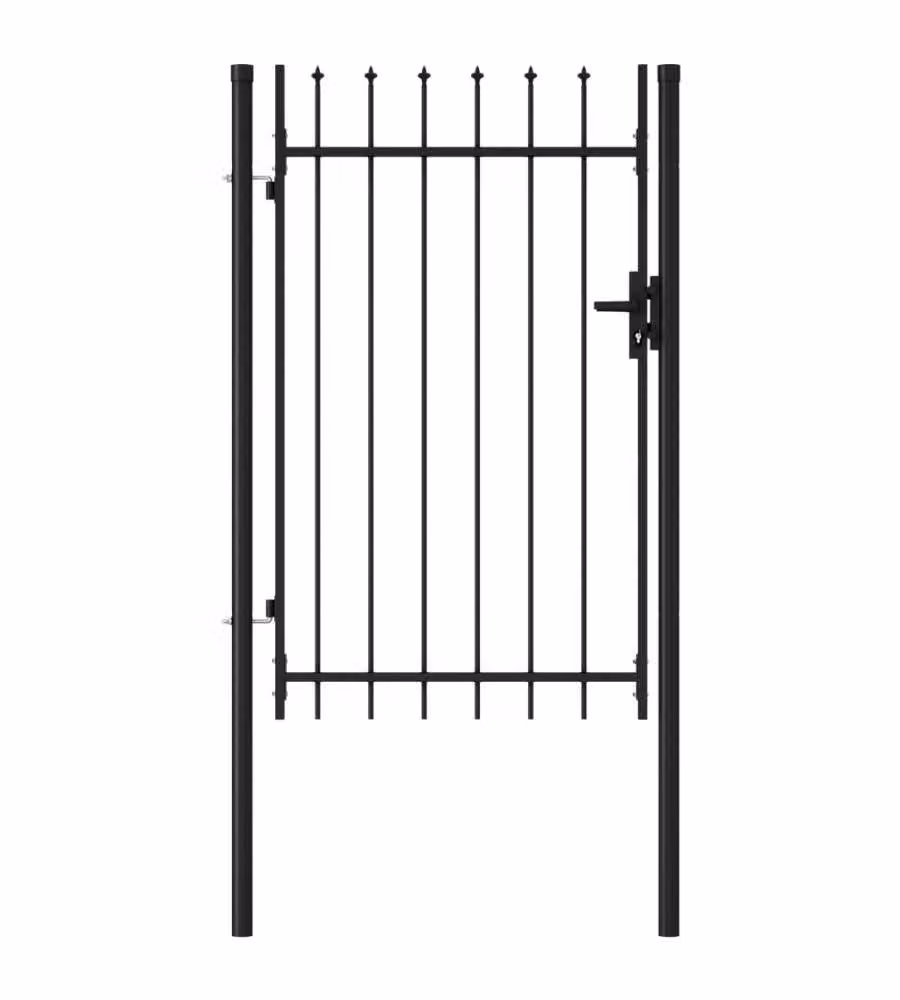 vidaXL Cancello a Singola Anta a Battente con Punte in Acciaio, Nero e Grigio, L: 100 cm, H: 150 cm – 2
