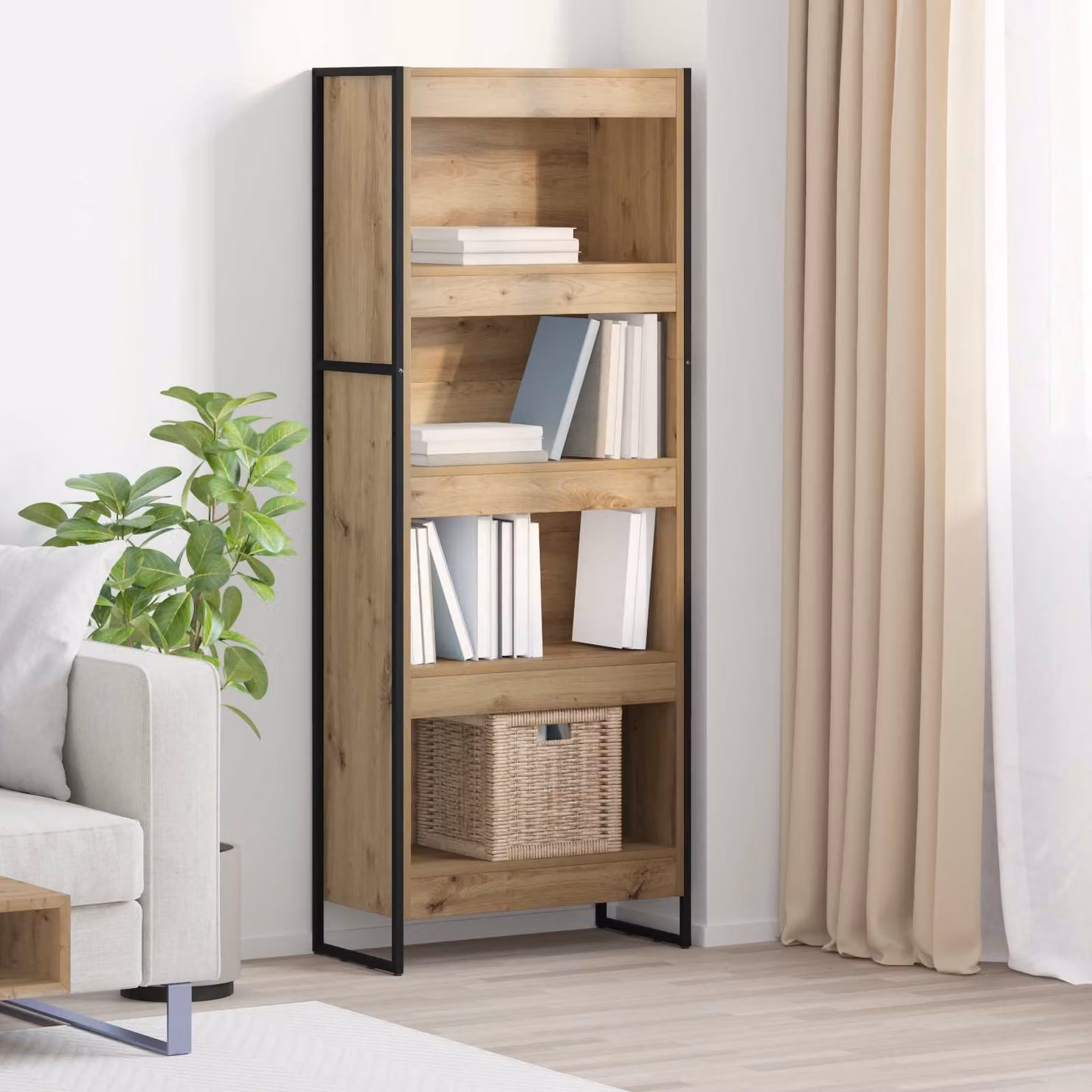 vidaXL Armadio per Libri in Stile Industrial, Colore Marrone, L/P/H: 60 x 30 x 155 cm