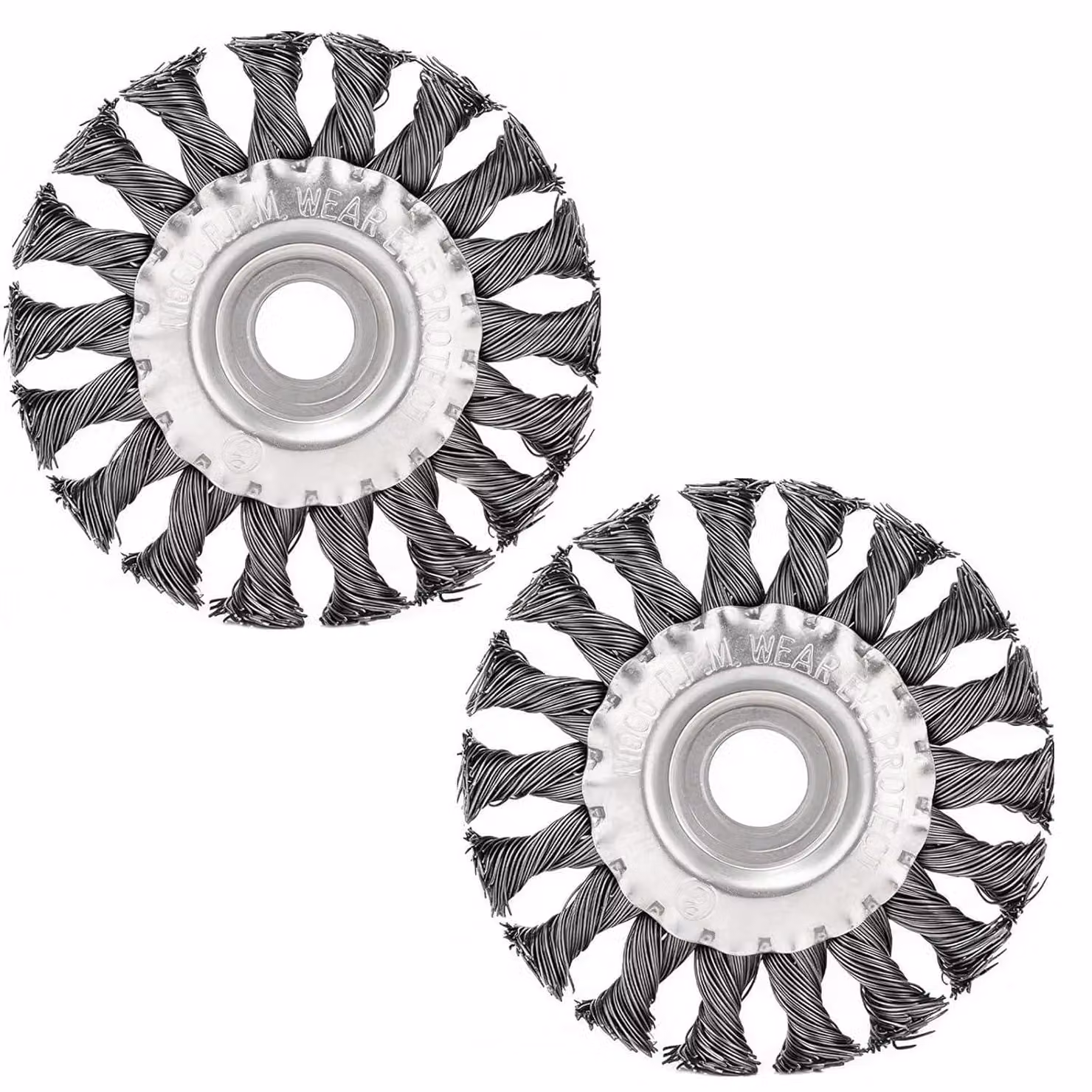 Spazzole metalliche cilindriche, realizzate in acciaio con fili intrecciati, dimensioni 125 mm x 22 mm, confezione da 2 pezzi, per smerigliatrici angolari