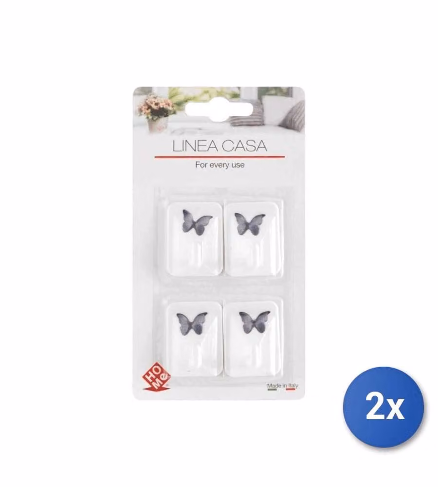 HOMe Ganci Adesivi Decorati 8 Pezzi Bianco per Bagno e Cucina