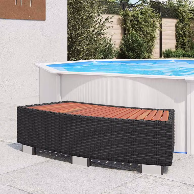 vidaXL Scalino per Spa in Polyrattan Nero L: 92 cm, P: 45 cm, H: 25 cm