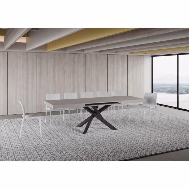 Tavolo allungabile Volantis ITAMOBY con telaio in metallo antracite e piano Cashmere L: 160-264 cm, P: 90 cm – 2