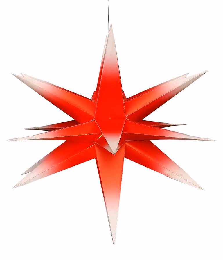 Stella dell'Avvento, in plastica, diametro 60 cm, 18 punte, rosso/bianco, con luci LED