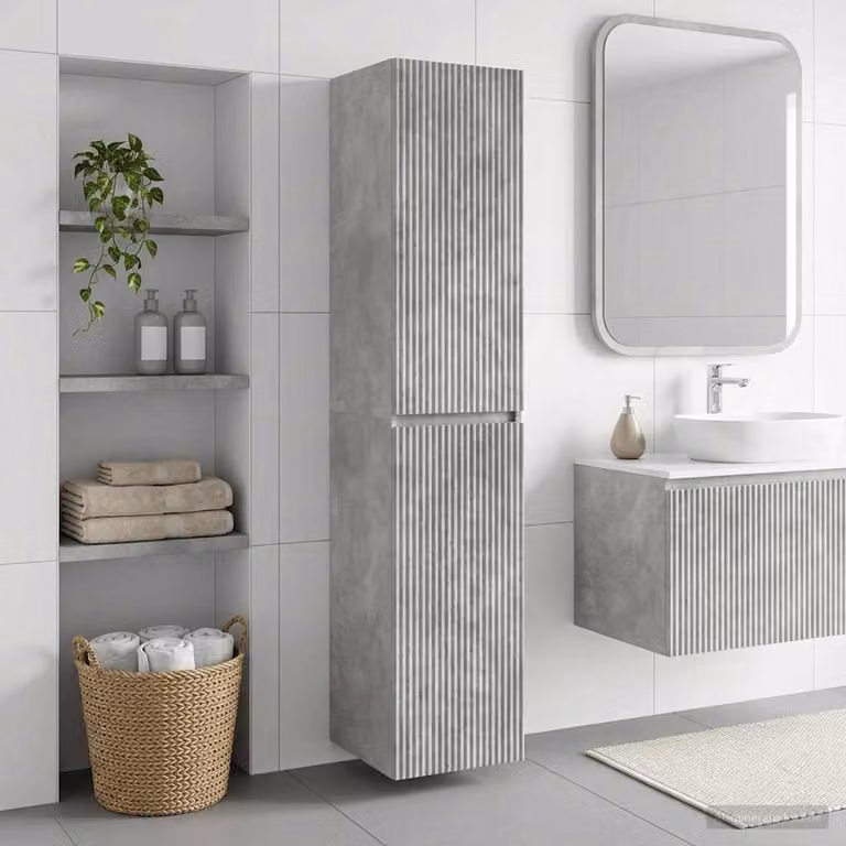 Mobiletto da Bagno a Muro Moderno vidaXL Grigio, L/P/H: 33 x 34,5 x 160 cm