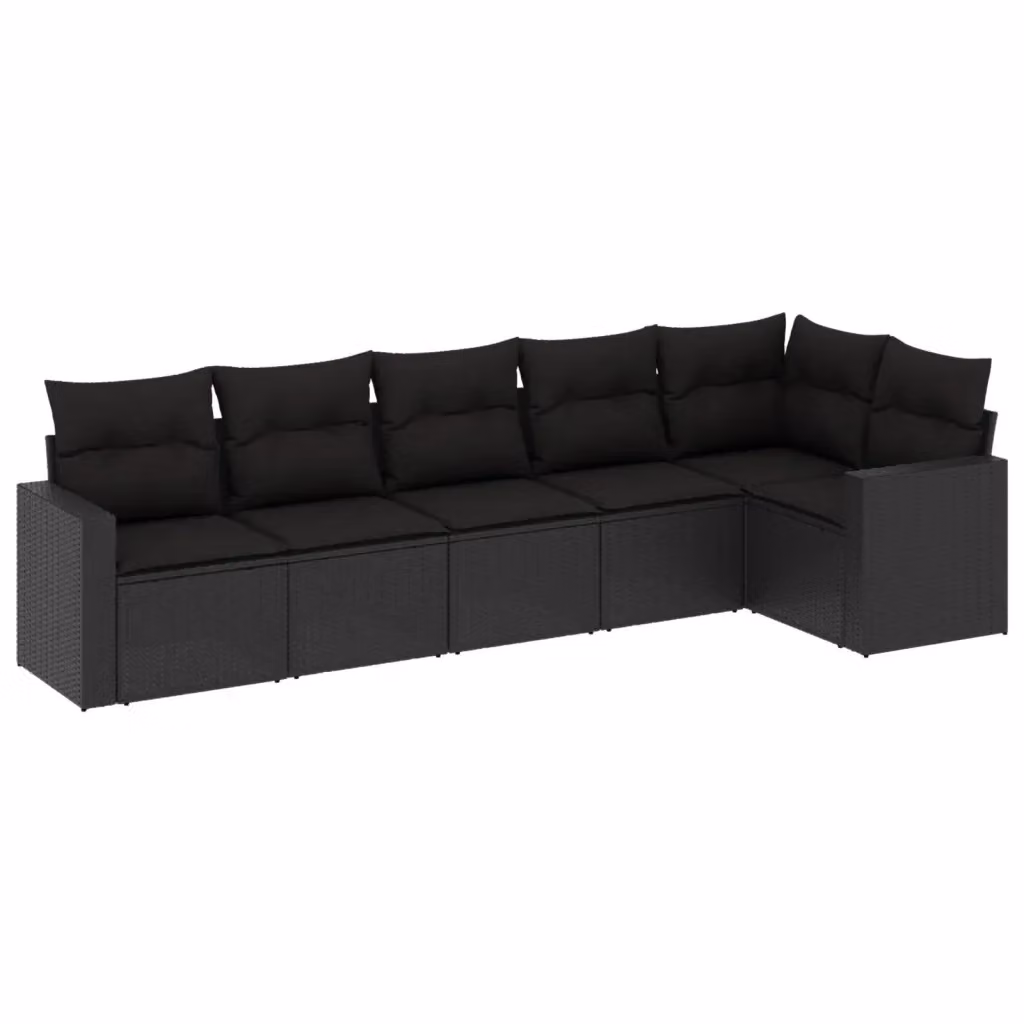 vidaXL Set Divano da Giardino a L 6 pz Nero con Cuscini Imbottiti e Struttura in Metallo – 2