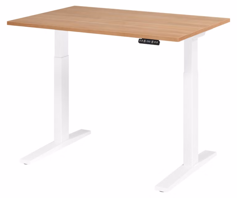 Scrivania elettrica bümö XMKA - Dimensioni: 120 x 80 cm, finitura: noce, struttura: bianco