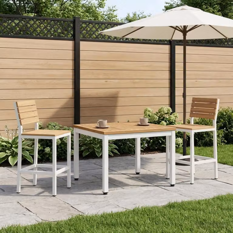 vidaXL Tavolino da salotto rettangolare in legno di acacia stile rustico, Bianco e Naturale, L: 60 cm, P: 49 cm, H: 36 cm