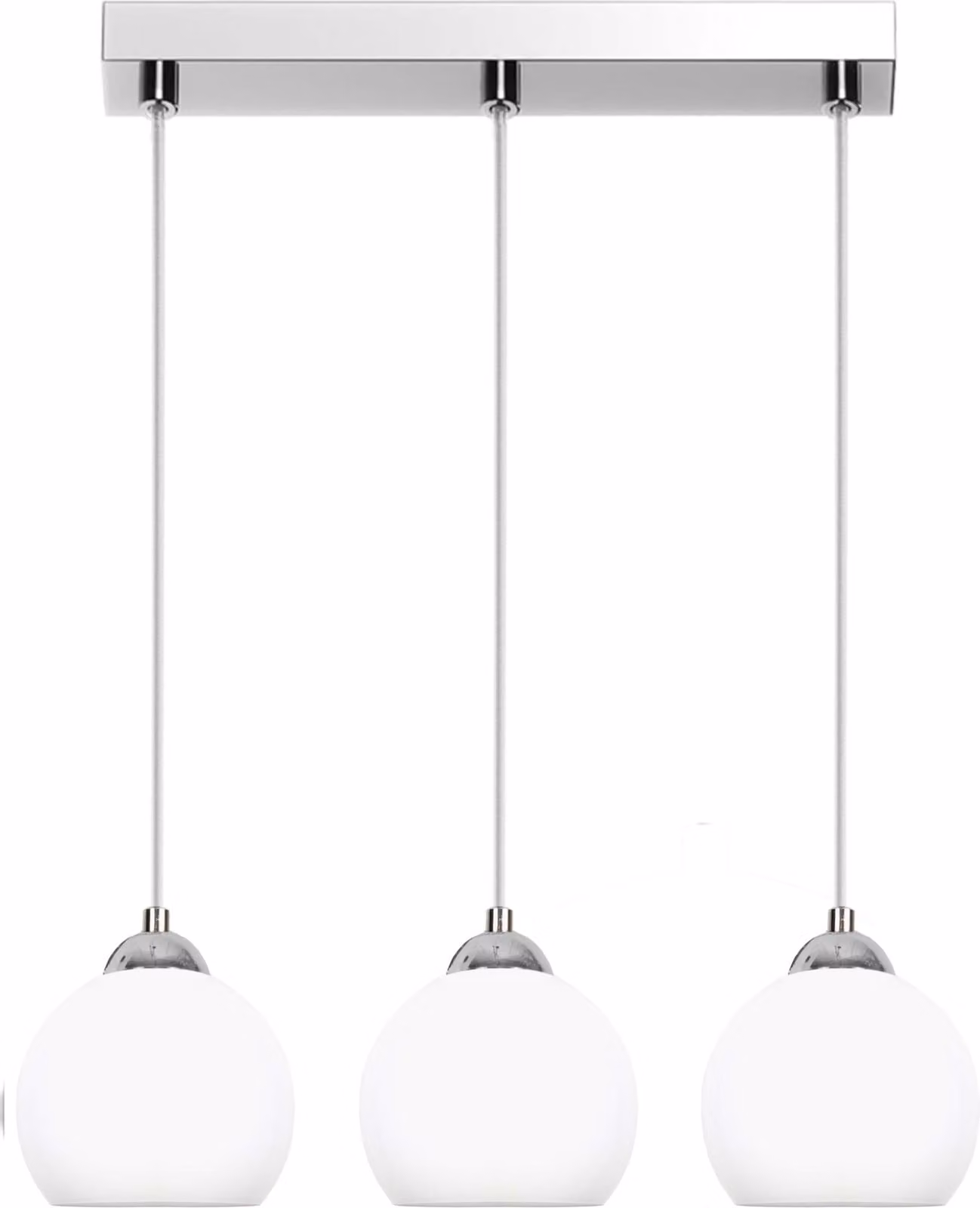 Lampada a sospensione cromata con paralume bianco MOKA SILVER 13-672