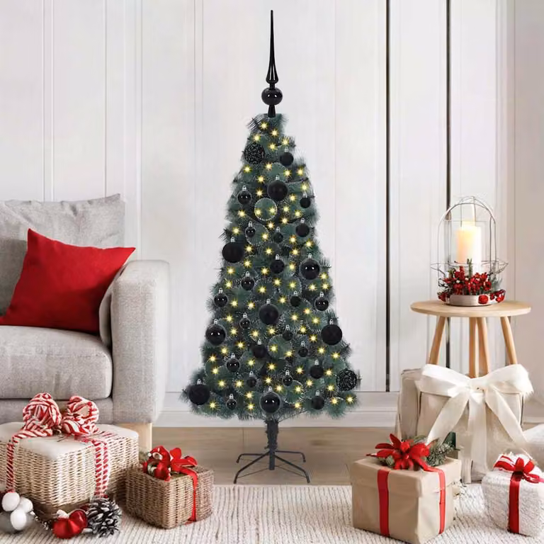 Maison Exclusive - Albero di Natale artificiale illuminato con set di palline verdi