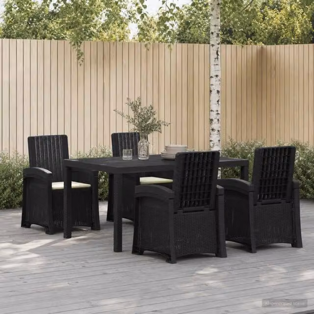 Set da Pranzo per Giardino 5 pz Antracite e Crema PP 3430119