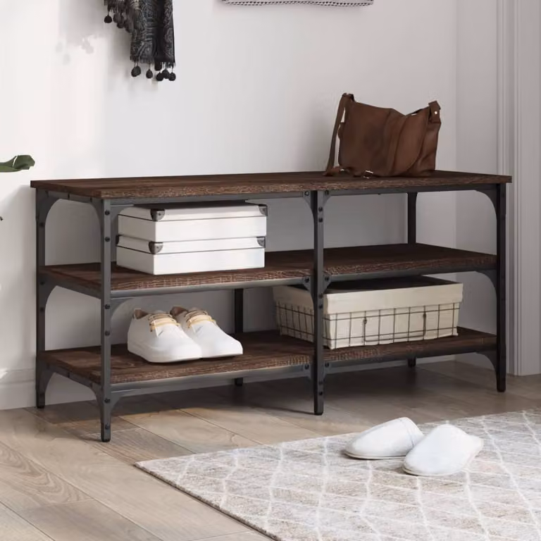 Panca porta scarpe vidaXL in legno multistrato color rovere marrone L: 100 cm, P: 38,5 cm, H: 49 cm