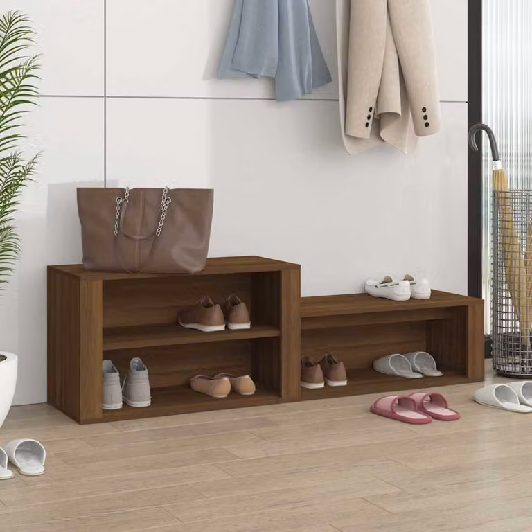 Scarpiera vidaXL in legno multistrato color rovere marrone, L: 150 cm, P: 35 cm, H: 45 cm