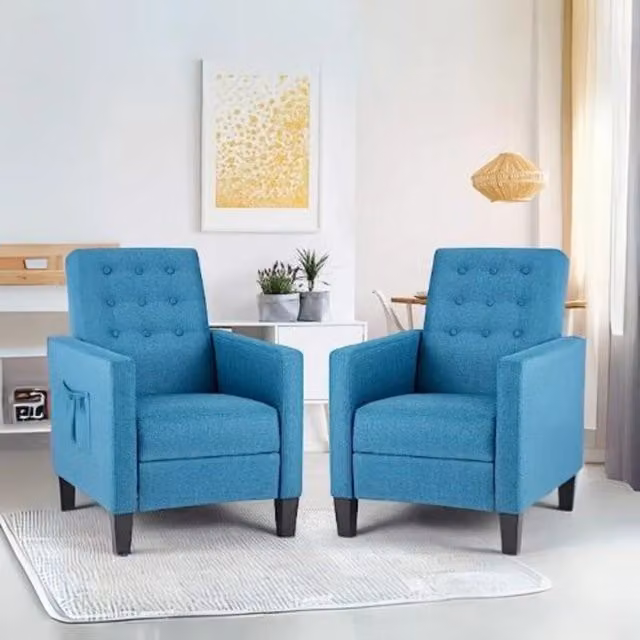 Poltrona Malea recliner 4 punti massaggianti in tessuto blu