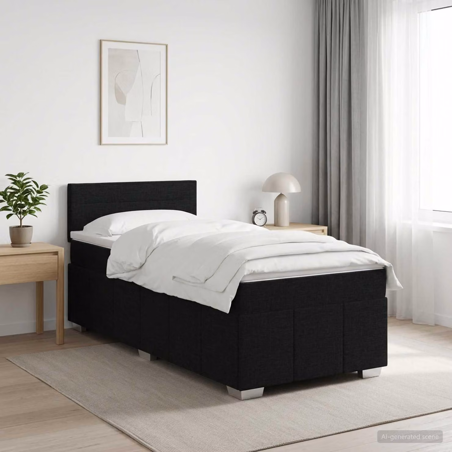 Maison Exclusive - Letto boxspring con materasso nero 90 x 200 cm Tessuto