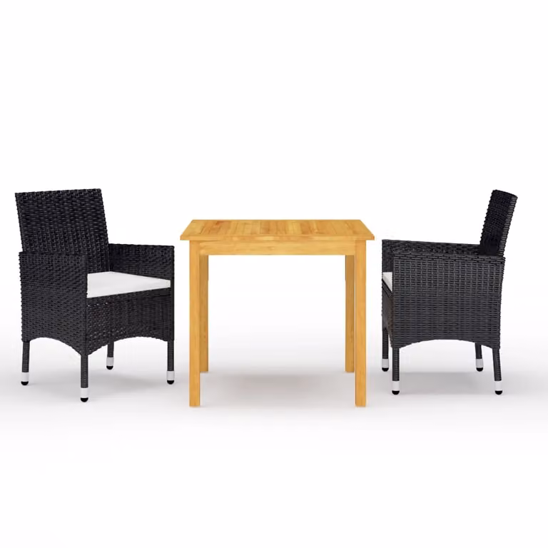 vidaXL Set da pranzo da giardino a 3 pezzi nero