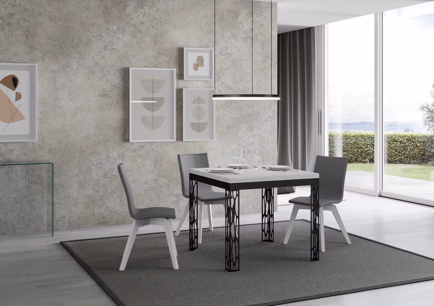 ITAMOBY - Tavolo apribile 90/180x90 cm Ghibli Libra bianco frassino telaio antracite
